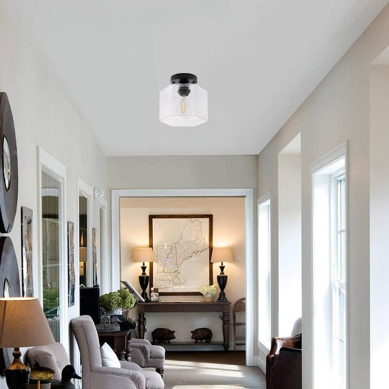 2 Pack led light clear glass, black light fixture glass, metal ceiling light - N/A