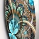 preview thumbnail 3 of 8, Designart 'Light Blue Fractal Flower' Oversized Modern Wall CLock