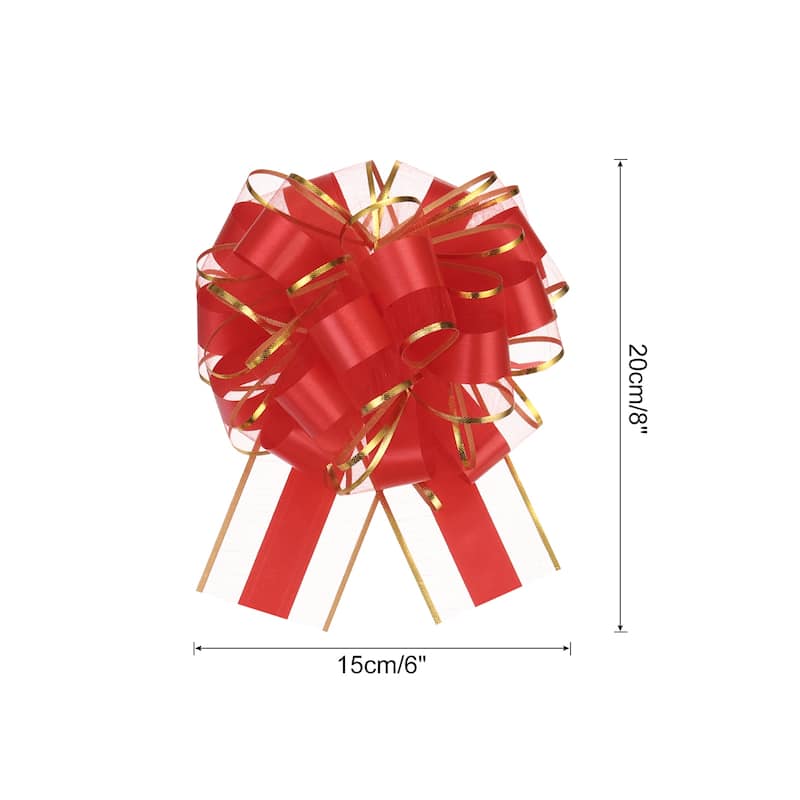 5pcs Large Big Pull Bow Gift Wrapping Bows Ribbon for Christmas - Red - 6 Inch