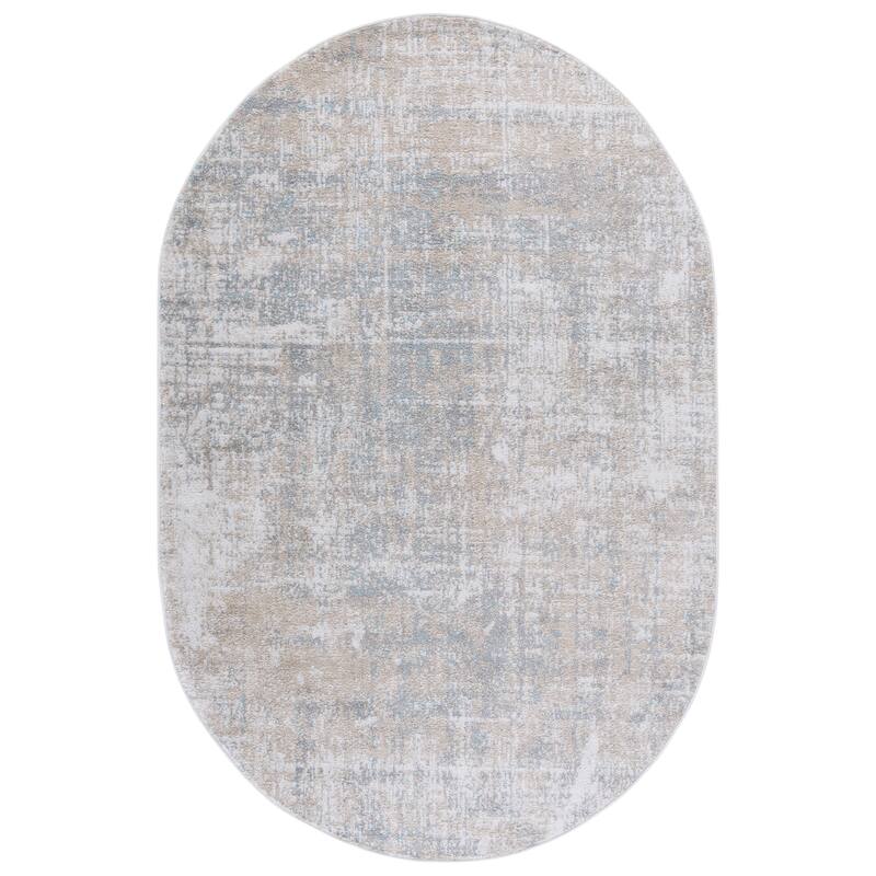SAFAVIEH Adirondack Guillerma Modern Abstract Distressed Rug - 5' x 8' Oval - Beige/Slate