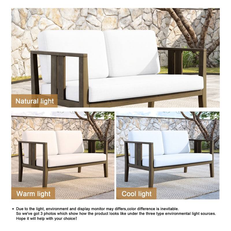 Teak Wood Weatherproof Outdoor Loveseat