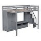preview thumbnail 10 of 26, Full Size Loft Bed with Wardrobe,Storage Table and Storage Staircase