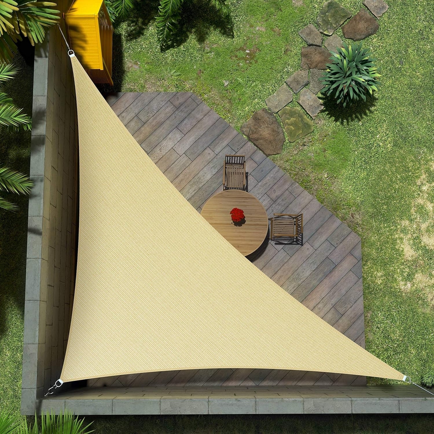 Custom Size 10' x 18' x 20.6' Beige Right Triangle Sun Shade Sail, UPF50+, 95% UV Block, Water & Air Permeable