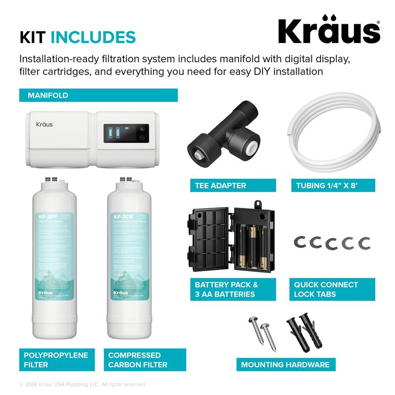 Kraus FS-1001 Purita 2-Stage Under Sink Water Filtration System with