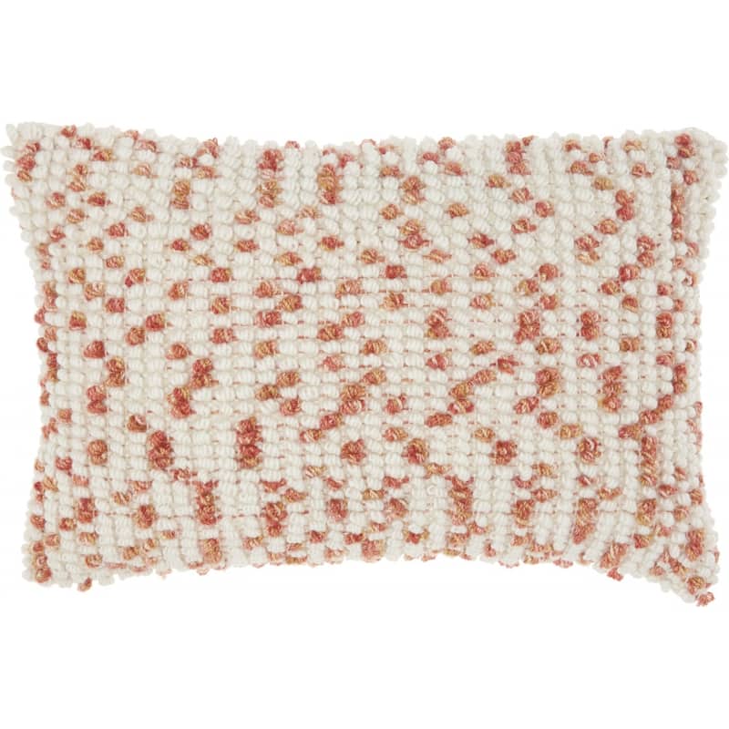 HomeRoots Coral and Beige Ribbed Indoor Outdoor Throw Pillow With Texture