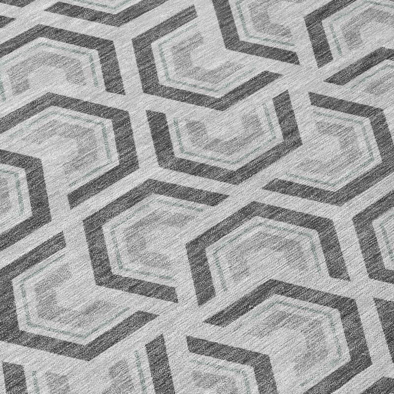 Machine Washable Indoor/ Outdoor Modern Zoa Chantille Rug