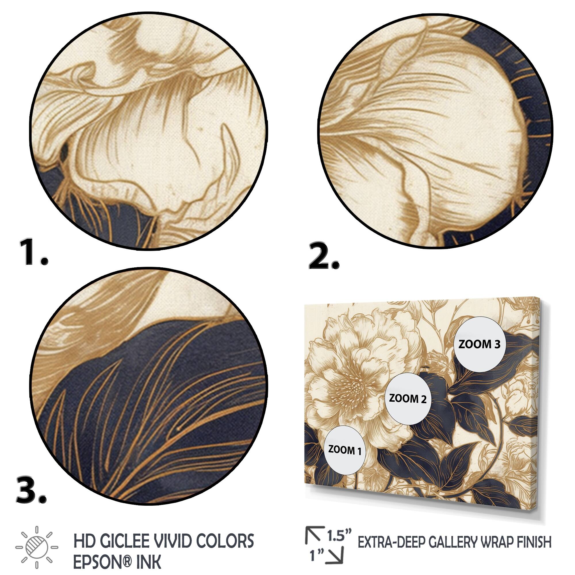 Designart "Gold Blue Carnation Flower I" Floral Carnation Framed Wall ...