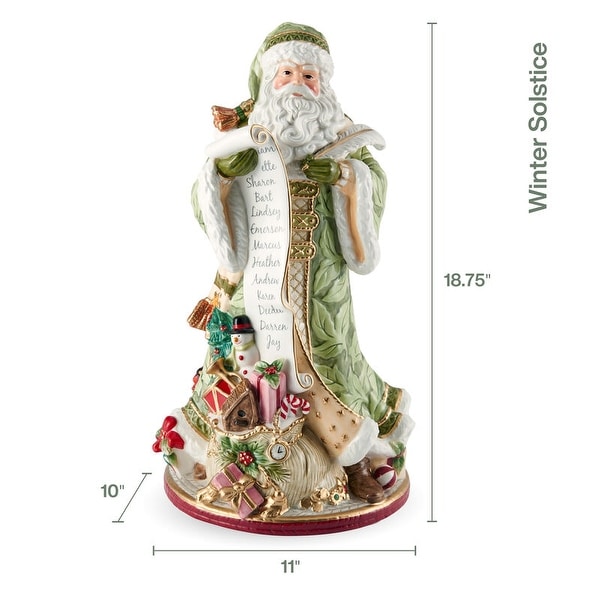 Fitz and Floyd Holiday Home Green Santa Figurine, 18.75 Inch - On