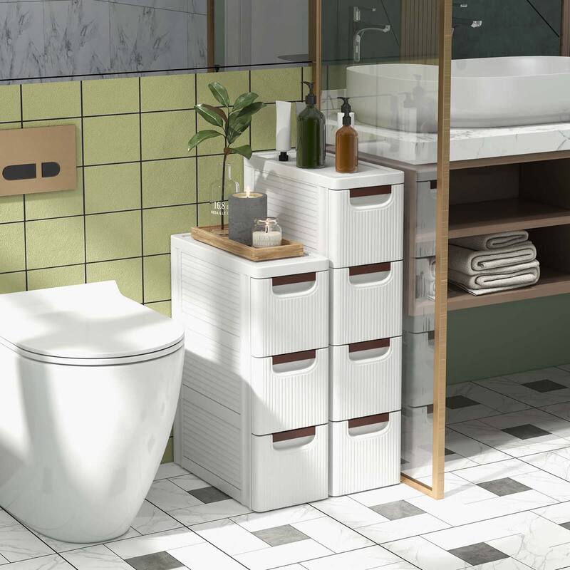 Costway 2 PCS 3-Drawer Narrow Rolling Storage Cabinet with Pull - See Details