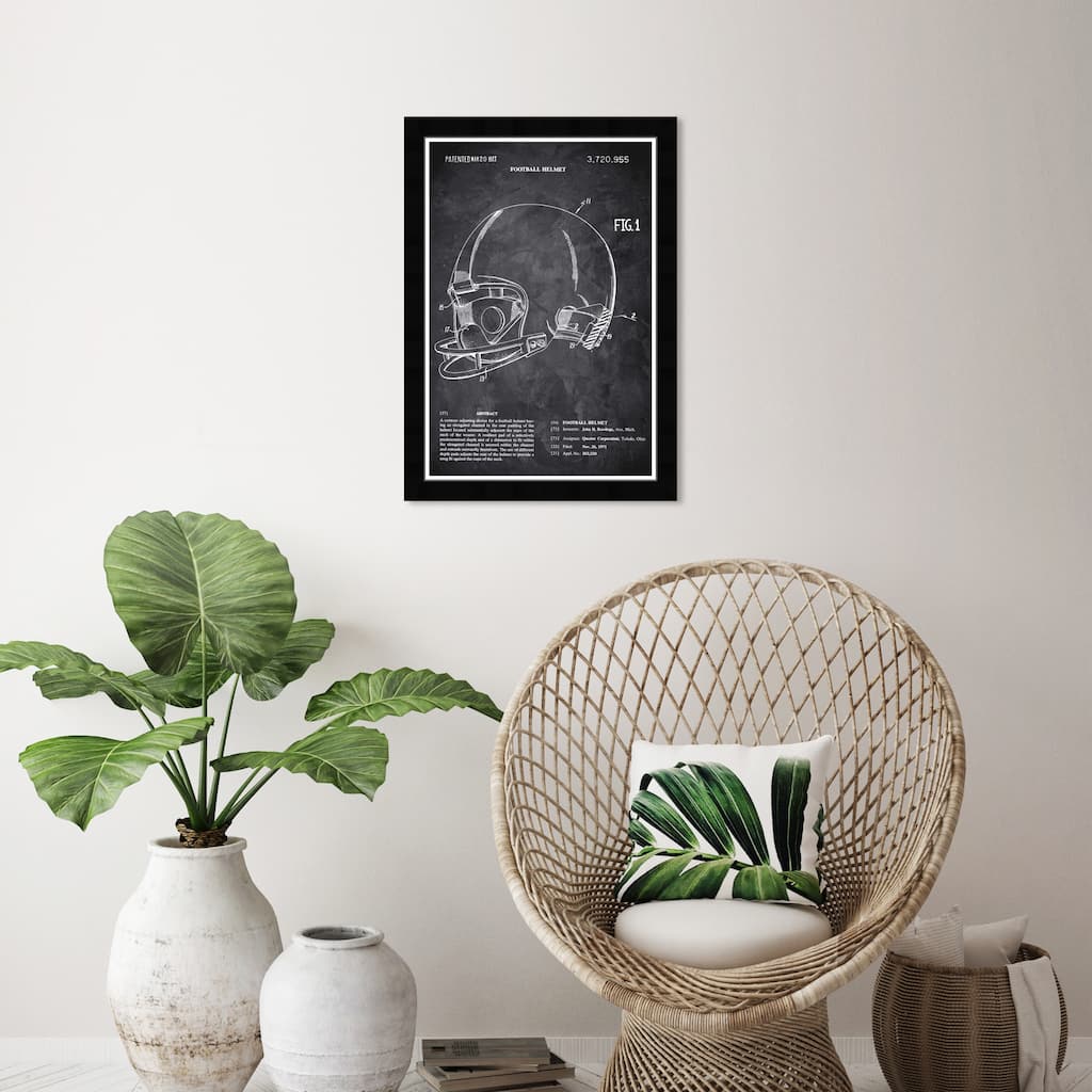 Wynwood Studio 'Football Helmet 1973 Chalkboard' Sports and Teams Black Wall Art Framed Print