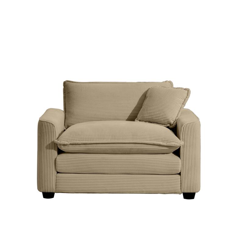 Single Chair Deep Seat Sofa With Footstool for Living Room and Bedroom