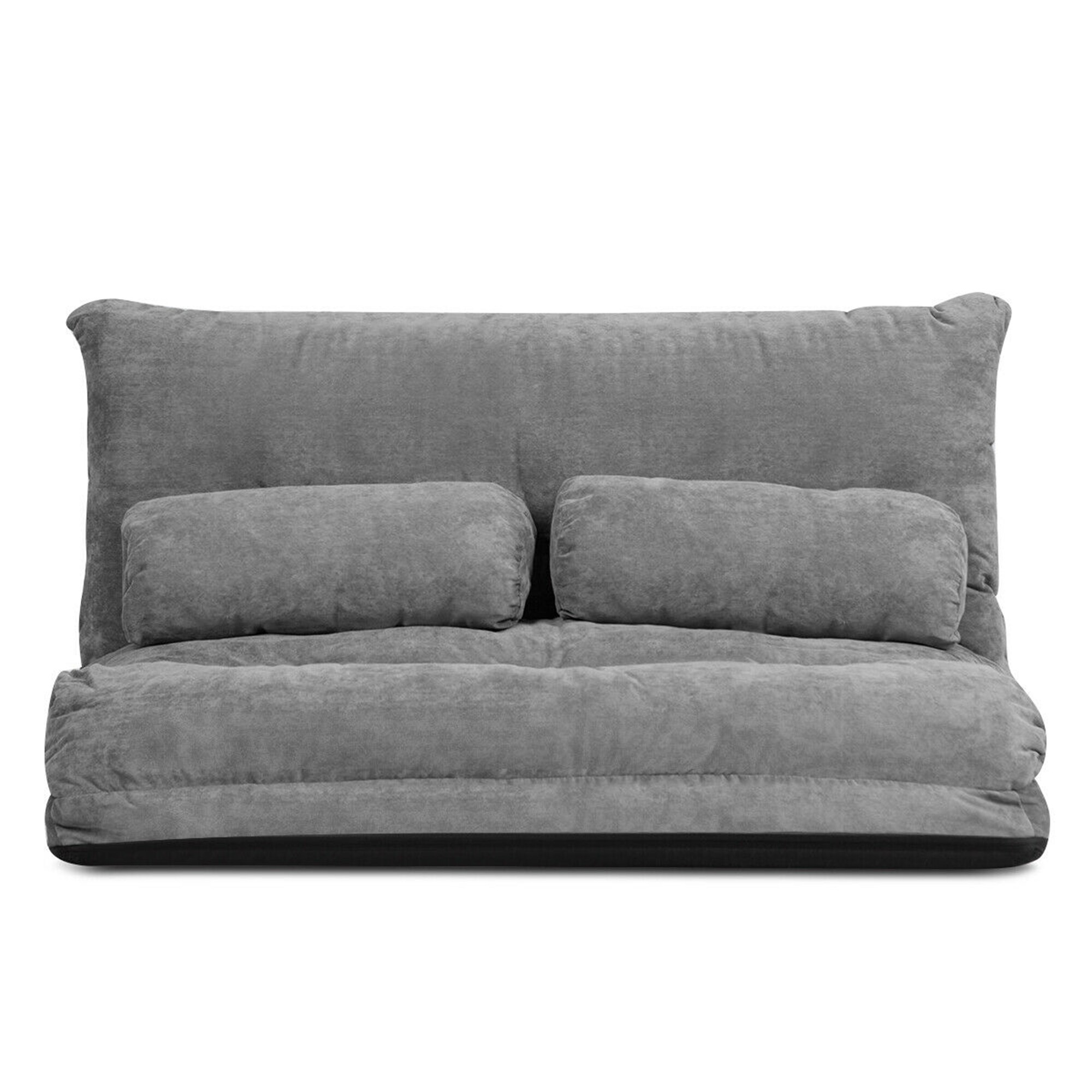 Gymax Floor Sofa Bed 6-Position Adjustable Sleeper Lounge Couch with 2
