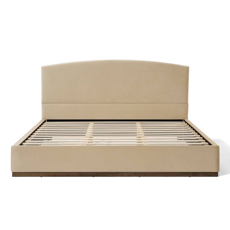 Christopher Knight Home - Modern Velvet Upholstered Bed Frame with Solid Wood Base