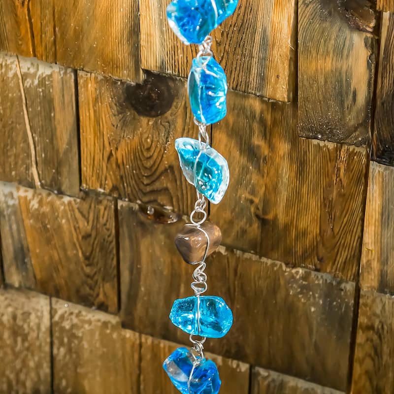 71" Blue Glass Rain Chain