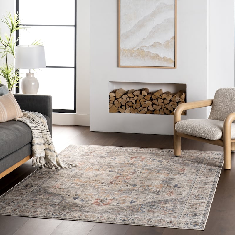 Nuloom Vita SplashGuard Vintage Medallion Machine Washable Area Rug