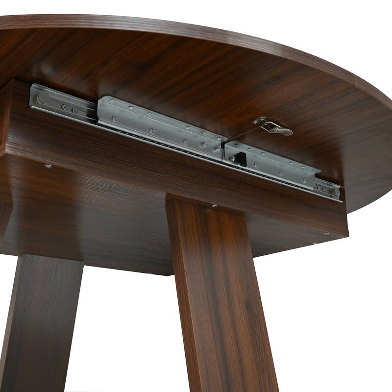 43"-59" Extendable Oval Dining Table with Storage Base, Modern Round to Oval Kitchen Table