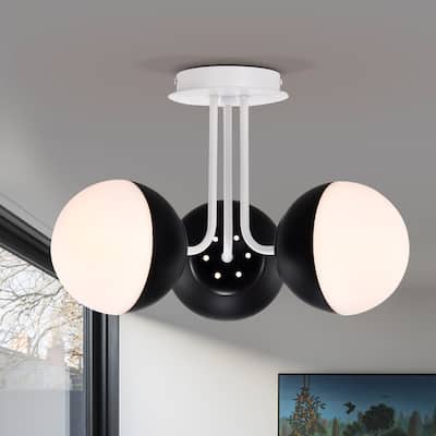Mid Century Globe Flush Mount Ceiling Light Polyethylene Lampshade