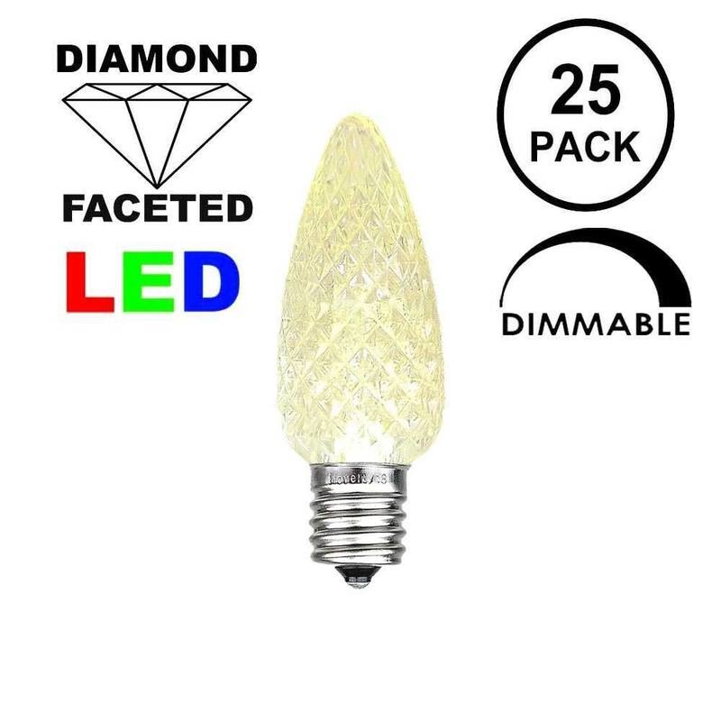 25 Foot C7 LED Christmas Light Set, Hanging String Lights, White Wire