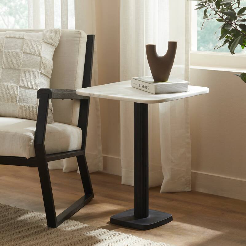 Renwil Laila Indoor Cast Aluminum Side Table, Matte Black