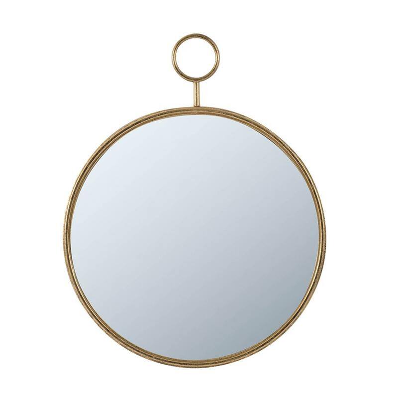 HomeRoots 28" Gold Round Iron Framed Accent Mirror - 22.4' X '28.3' X '1.8