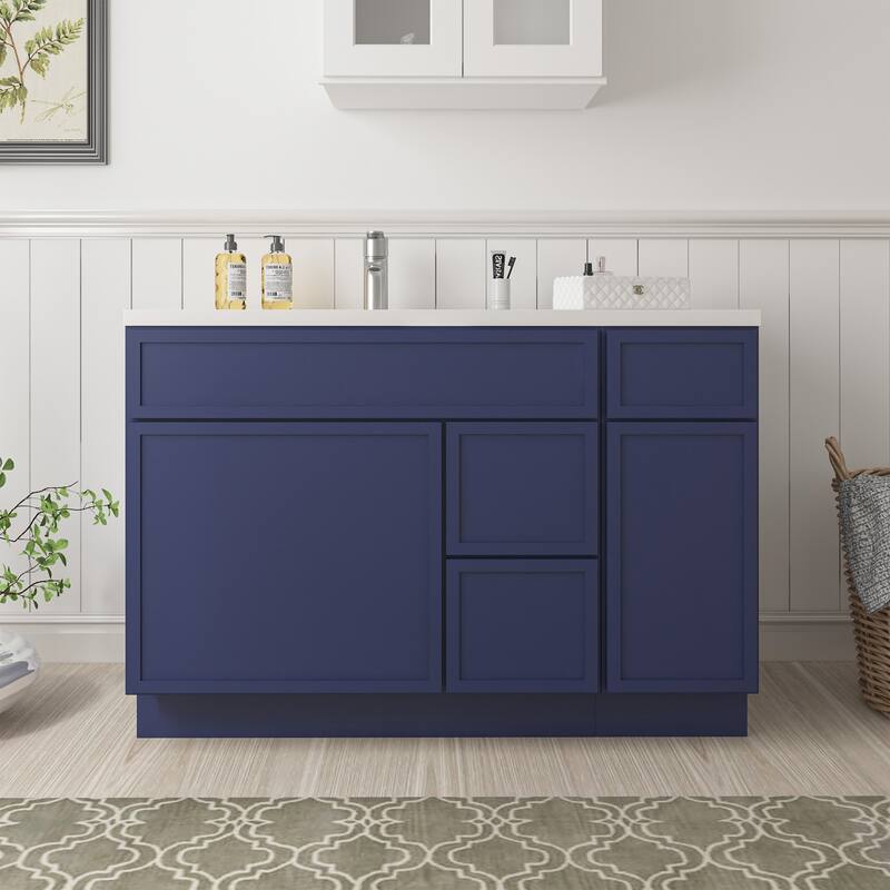 Vanity Art 48" Birch Freestanding Bathroom Vanity Cabinet without Top - Blue