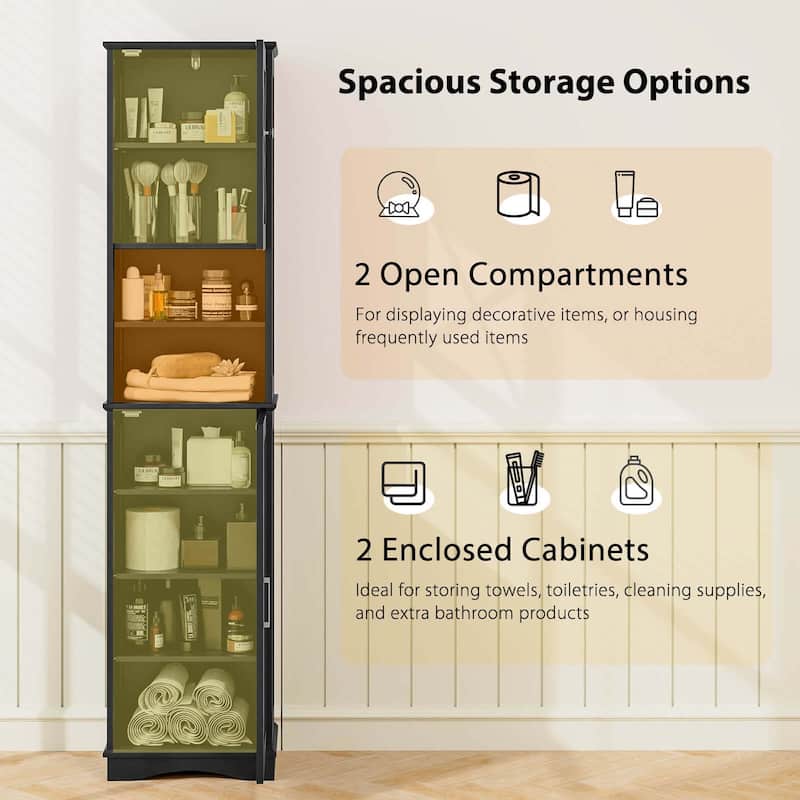 Costway 67" Tall Bathroom Cabinet Freestanding Storage Cabinet with 5 - See Details