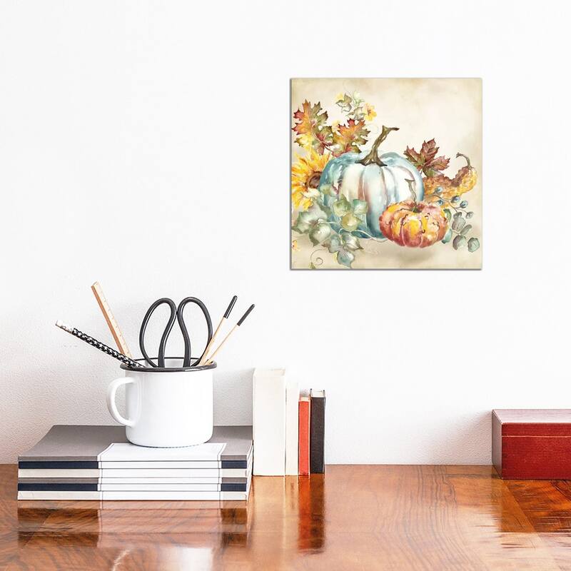 iCanvas "Watercolor Harvest Pumpkin III" by Tre Sorelle Studios Canvas Print - 12x12x1.5