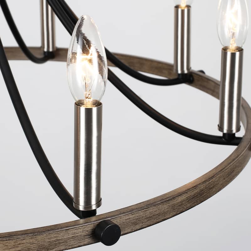 8-Light 25.59 in. Rustic Wagon Wheel Chandelier for Kitchen Living Room