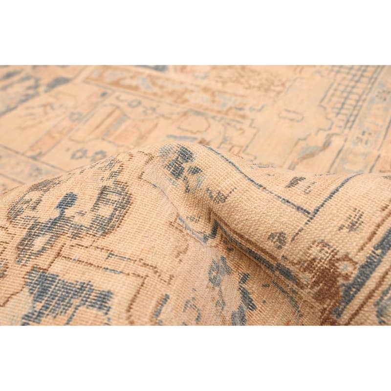 ECARPETGALLERY Hand-knotted Antalya Vintage Beige, Navy Wool Rug - 9'10 x 11'10