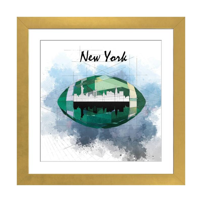 iCanvas "Football New York Jets" by Katia Skye - Gold - 24x24x1