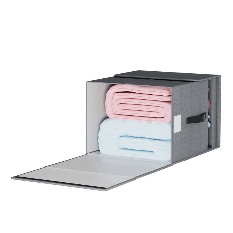 VECELO 2 Pack Clothes Storage Baskets,Foldable Linen Fabric Organizer with Carrying Handles,Bedroom Closet Organization - 2 PACK