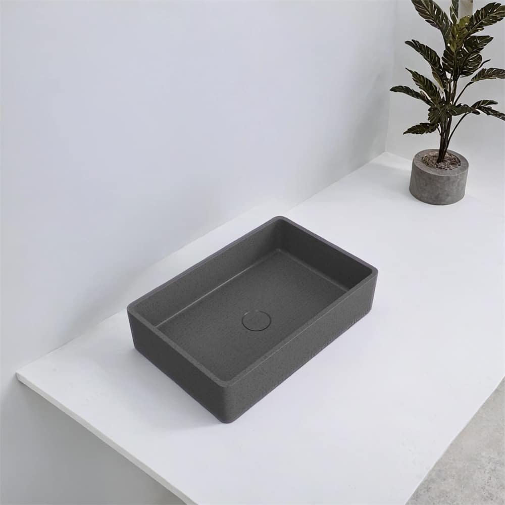 19.68'' Concrete Vessel Rectangular with Patterns Bathroom Sink
