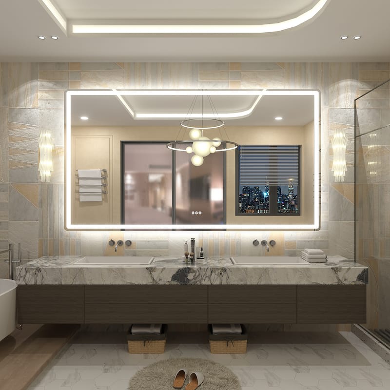 UL Certified Frameless LED Front Light and Backlit Wall Bathroom Vanity Mirror
