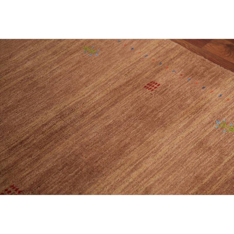 Tribal Gabbeh Indian Foyer Rug Hand-Knotted Modern Wool Carpet - 3'2" x 4'11"