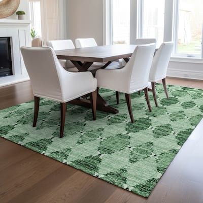 Machine Washable Indoor/ Outdoor Chantille Modern Boho Damask Rug