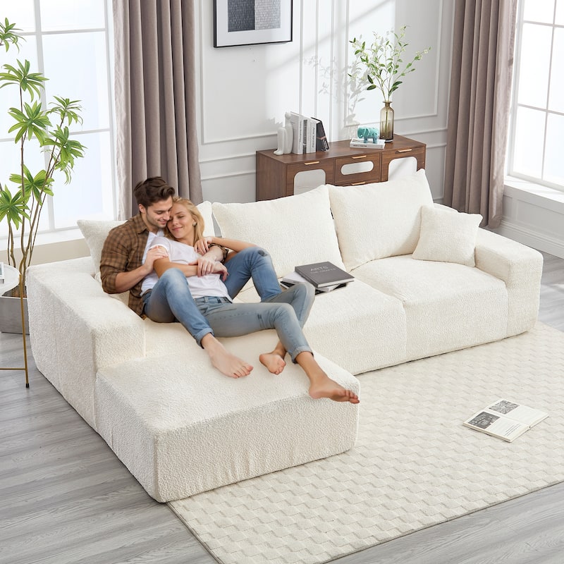 Stylish L-Shaped Sofa,Soft Fabric,Deep Seat and No Assembly
