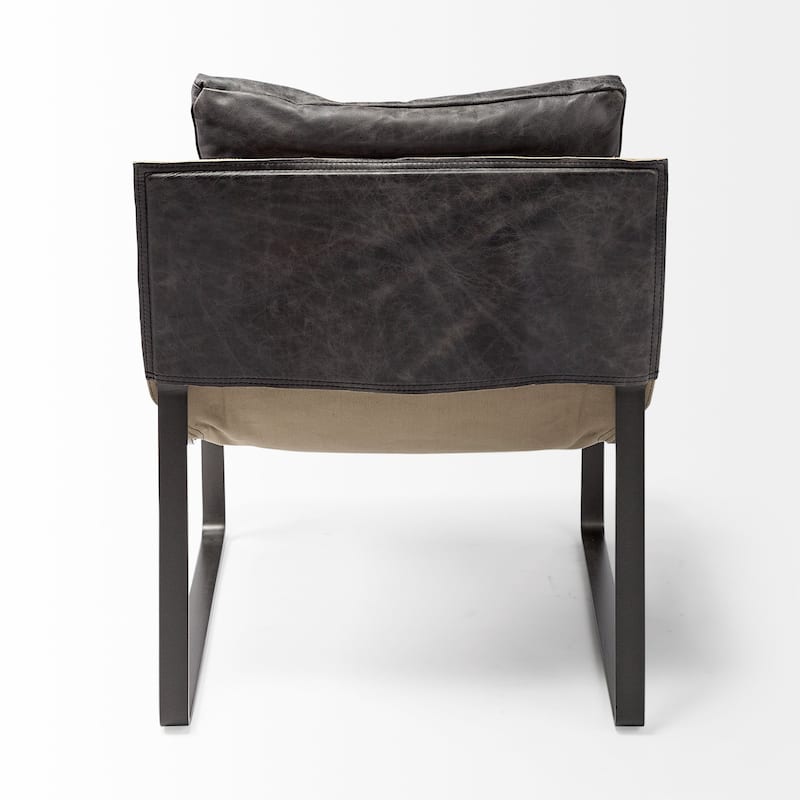 Hornet II Black Genuine Leather w/ Black Iron Frame Accent Chair - 27"W x 35"D x 35"H