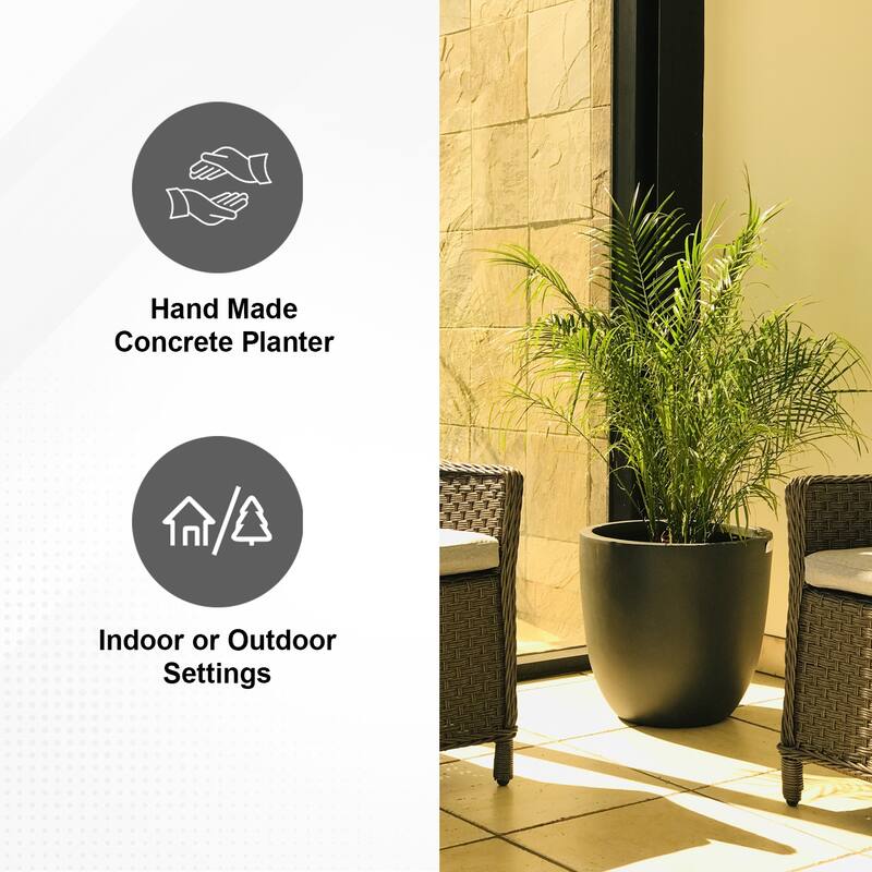 Kante 17 in. Tall Round Lightweight Concrete Seamless Outdoor Planter