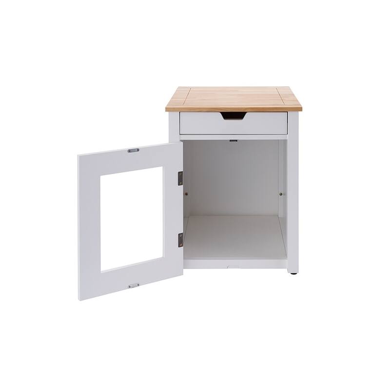 TRINITY 20" Litter Box Enclosure End Table w/ Drawer, White
