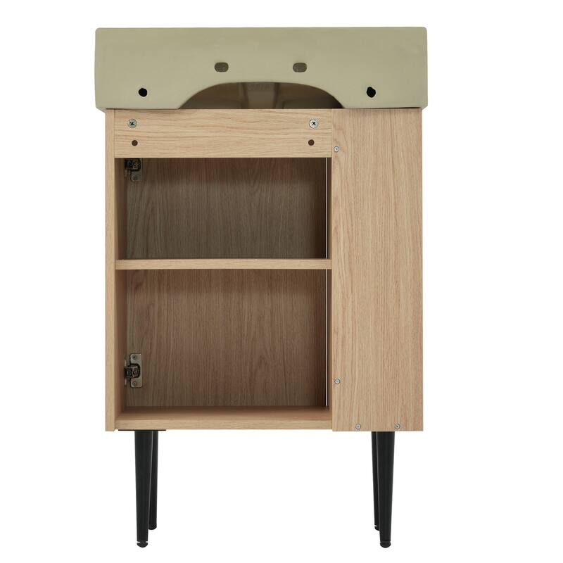 Roomfitters 21.6" Bathroom Vanity with Ceramic Sink, Combo Storage Cabinet with Left Side Organizer