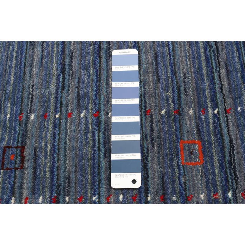 ECARPETGALLERY Hand Loomed Kashkuli Gabbeh Blue Wool Rug - 3'1 x 4'8