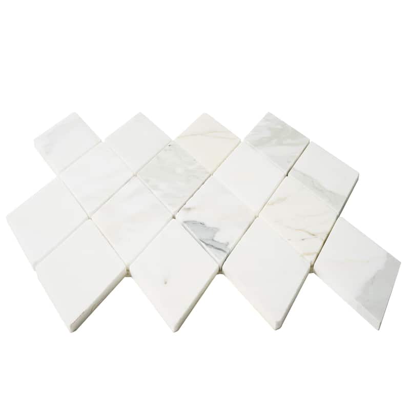 Calacatta Marble Harlequin 3" x 5.5" Honed Mosaic Tile