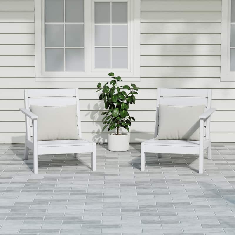 Polytrends Birchwood All Weather HDPE Outdoor Patio Deep Seating Sectional Loveseat - White