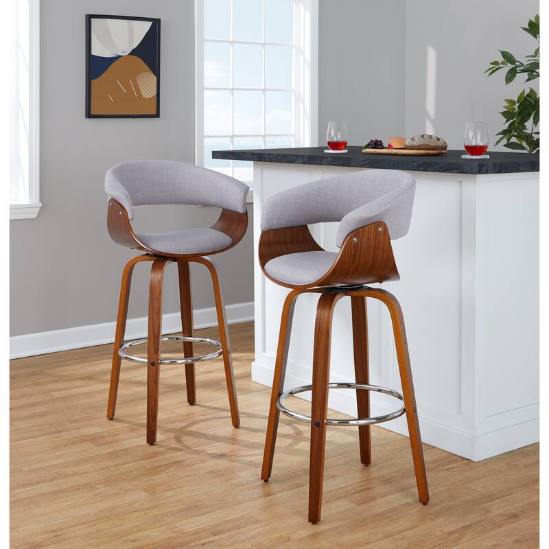 Carson Carrington Sauda 30" Fixed-Height Bar Stool with Bent Wood Legs (Set of 2)