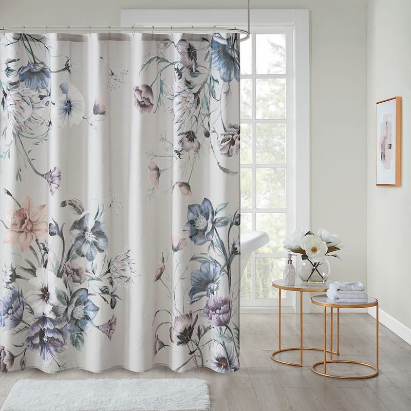 Floral Printed Cotton Shower Curtain