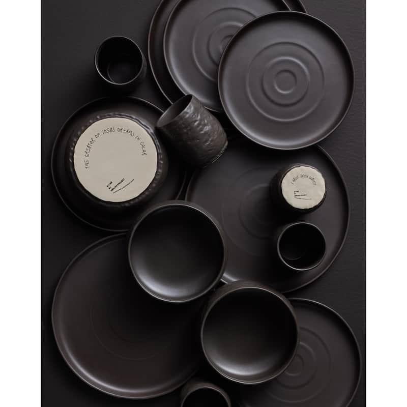 Stone by Mercer Project Shosai Stoneware Dinnerware Set - Black - 16 Piece
