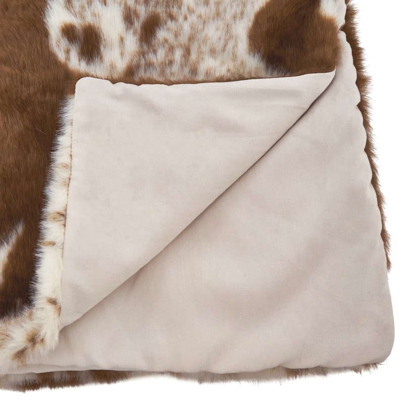 Faux Fur Throw With Cow Hide Design