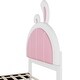 preview thumbnail 5 of 4, Twin Size Upholstered Platform Bed w/Rabbit Shaped PU Headboard, White