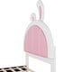 preview thumbnail 17 of 22, Twin Size Upholstered Platform Bed with Rabbit Shaped Headboard in Pink