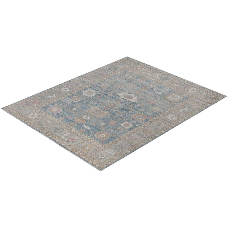 Oushak One-of-a-Kind Hand-Knotted Area Rug - Blue - 8' 1" x 10' 1"